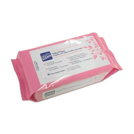 Sani Professional SaniPro, NICE 'N CLEAN BABY WIPES, SCENTED, 7.9in X 6.6in, WHITE, 80PK A437FW